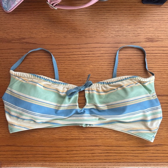 🆕 AERIE BIKINI TOP Striped Blue and Green Bralette NWT size large - Picture 6 of 6